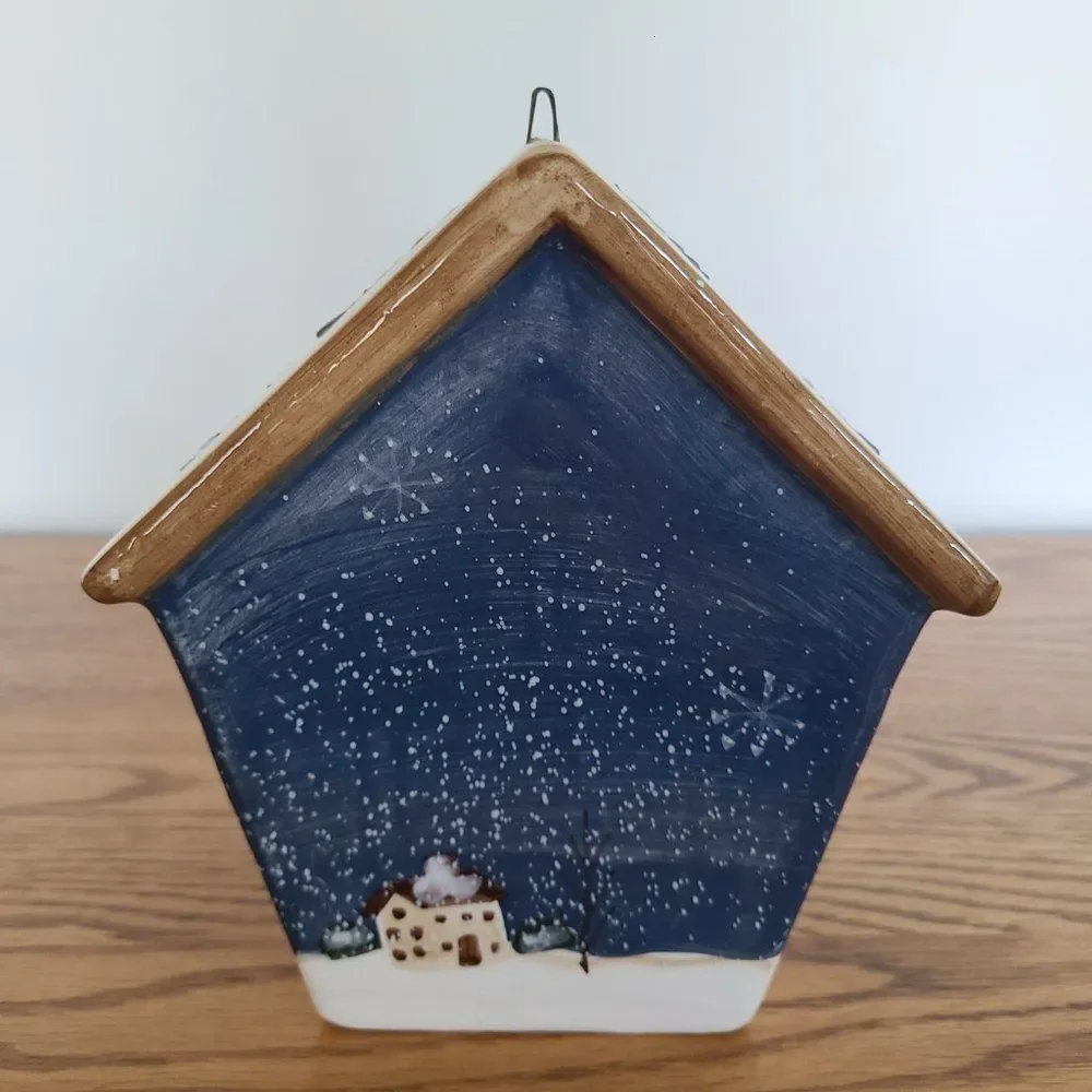 Vintage Ceramic Porcelain Holiday Indoor Outdoor Snowman Birdhouse 4 Bird Lovers